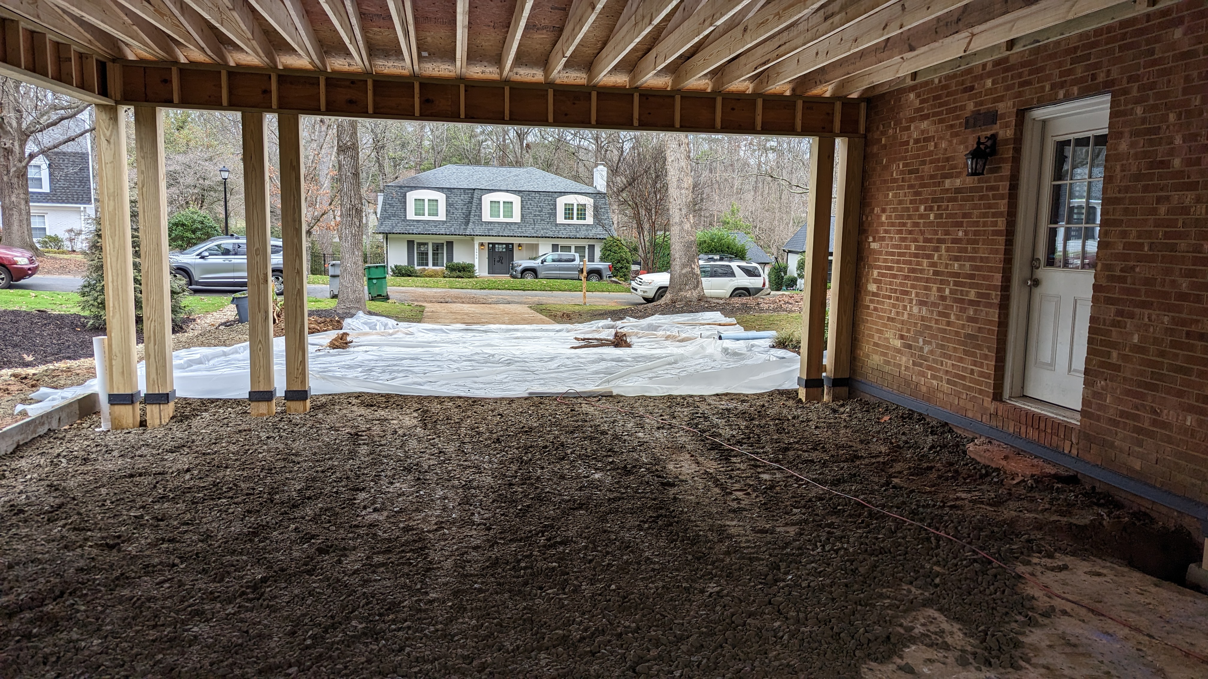 The carport base is prepared ahead of the concrete pour.