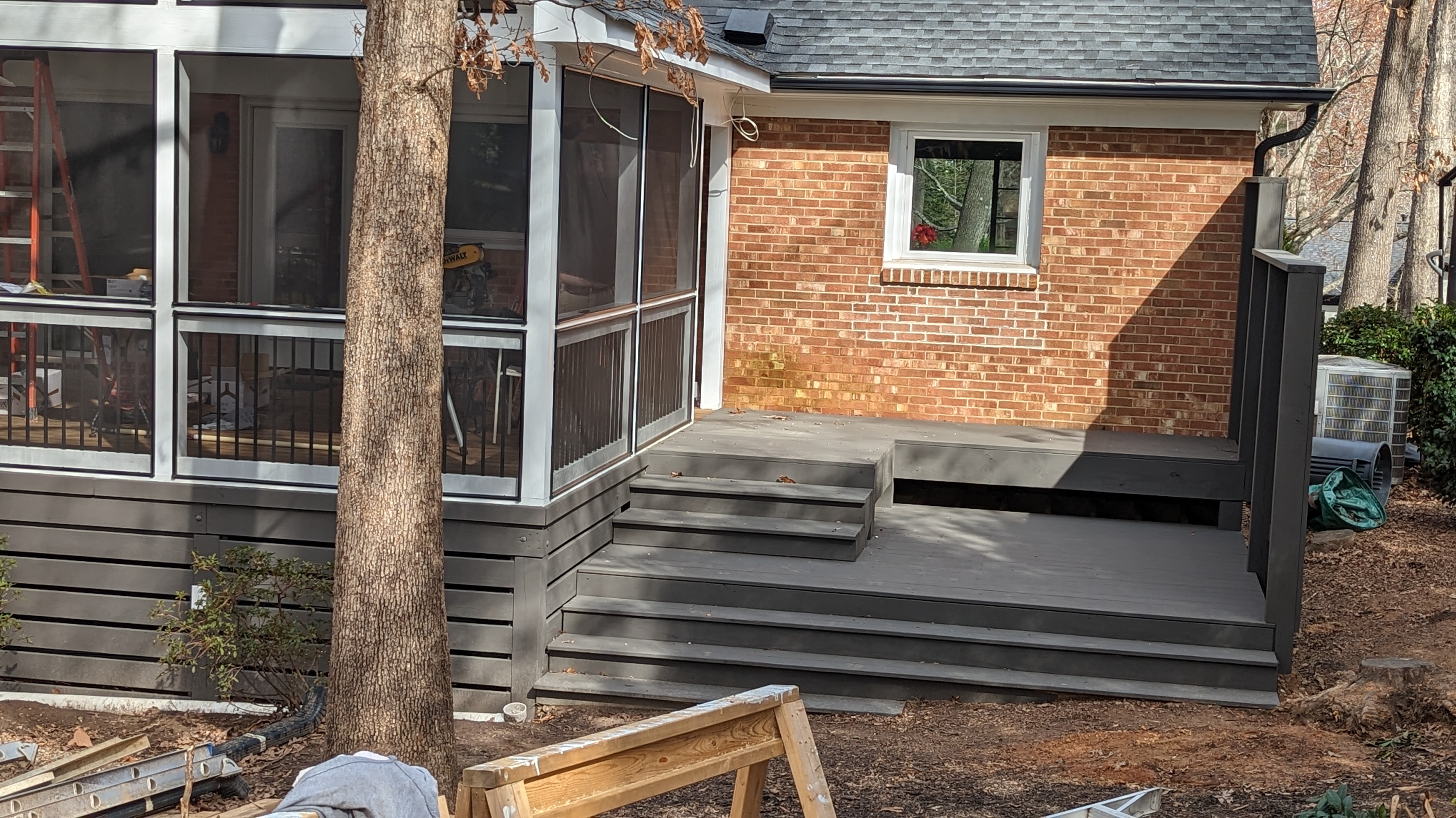 The spa deck and broad steps are ready for the hot tub installation.